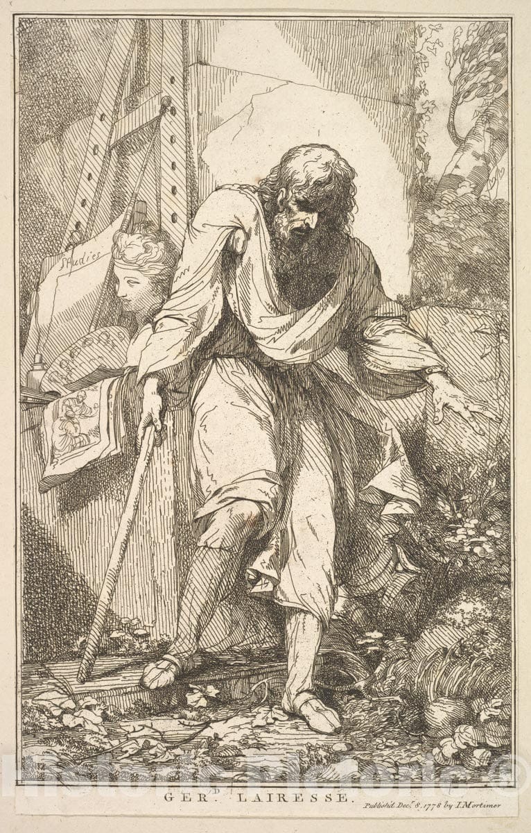 Art Print : Etched and published by John Hamilton Mortimer - Gerard Lairesse (from Fifteen Etchings Dedicated to Sir Joshua Reynolds) : Vintage Wall Art