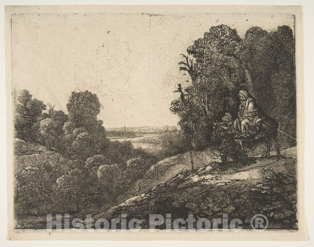 Art Print : Rembrandt (Rembrandt Van Rijn) - Flight into Egypt: Altered from Tobias and The Angel by Hercules Segers : Vintage Wall Art