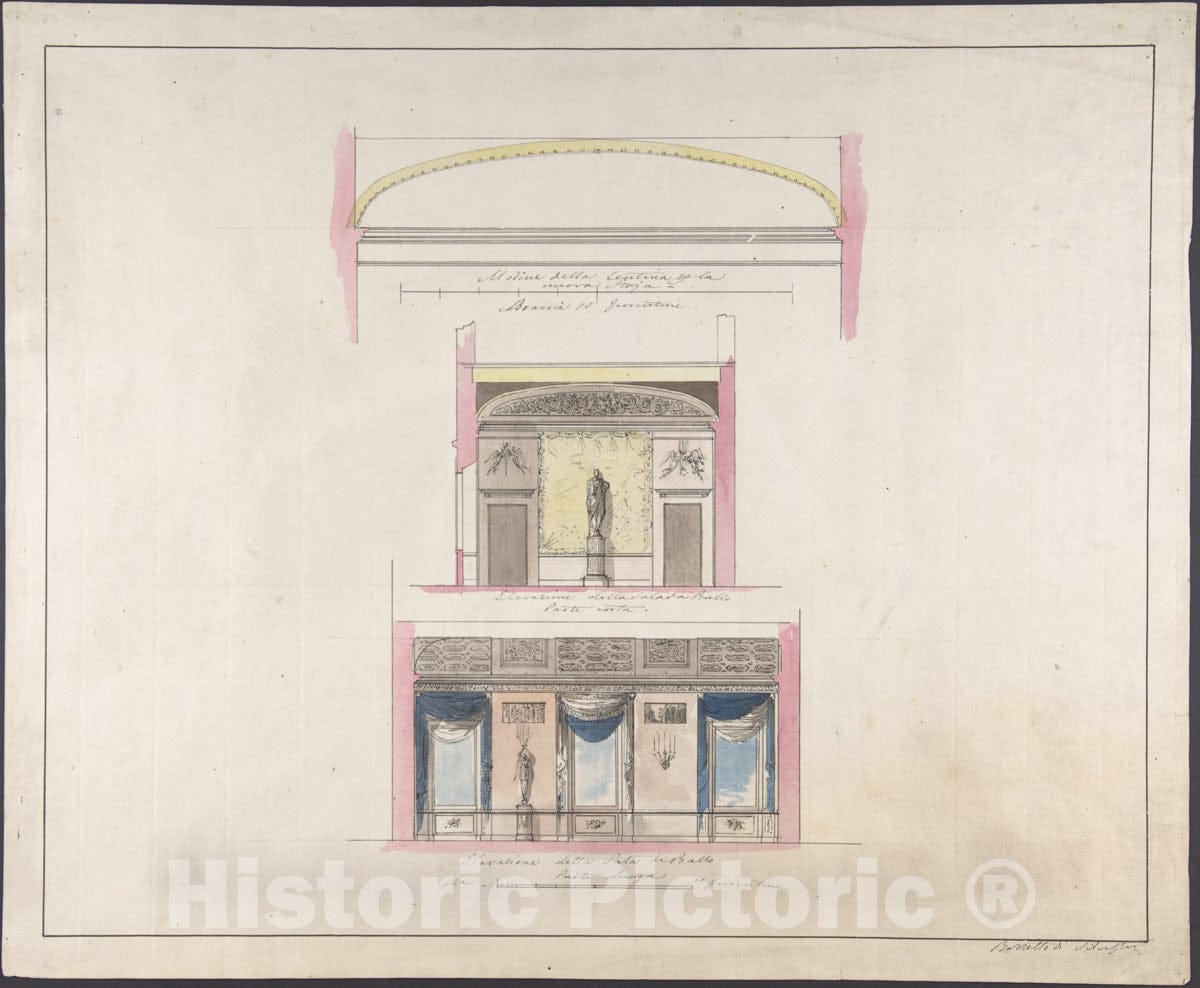 Art Print : Giovanni Battista Silvestri - Elevation Della Nuova Galleria 1 : Vintage Wall Art