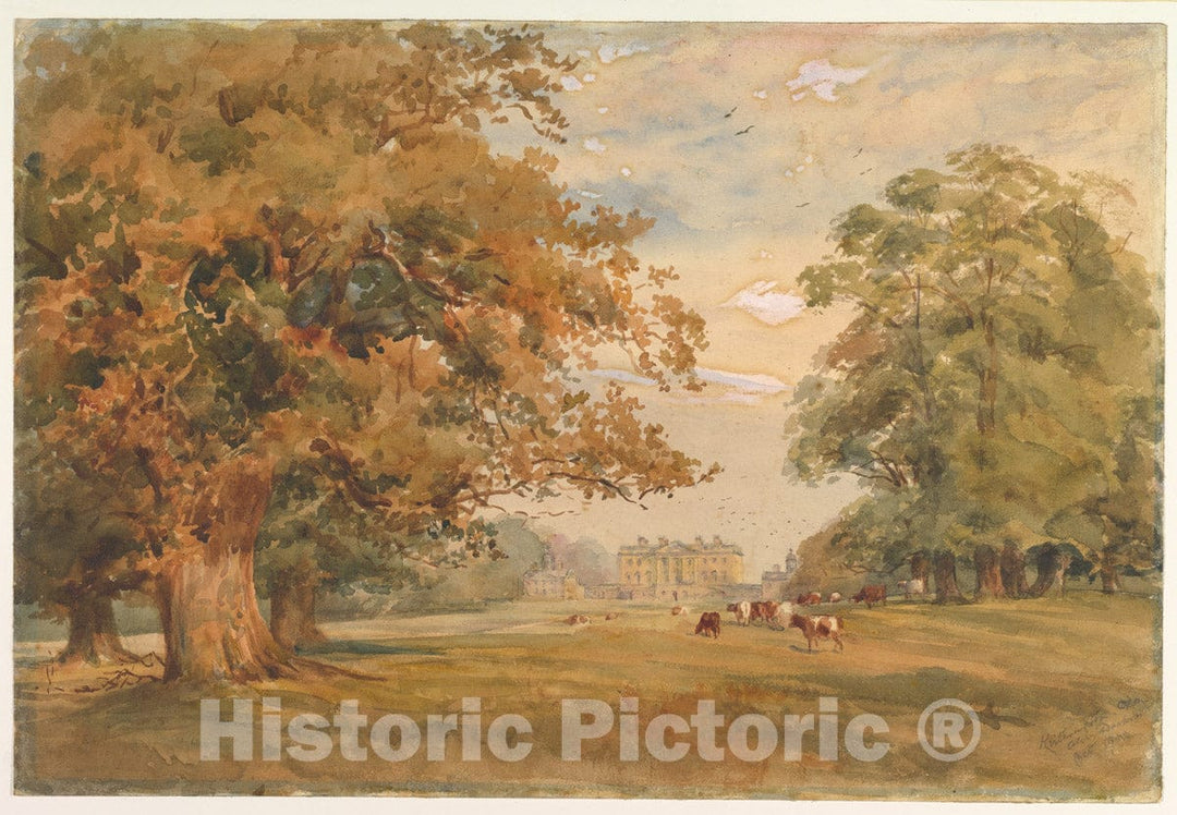 Art Print : Susan Alice Dashwood - View of Kirtlington Park, Oxfordshire : Vintage Wall Art