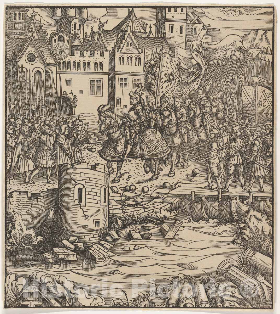 Art Print : Hans Burgkmair - Entrance of The White King in Utrecht, from Der Weisskunig : Vintage Wall Art