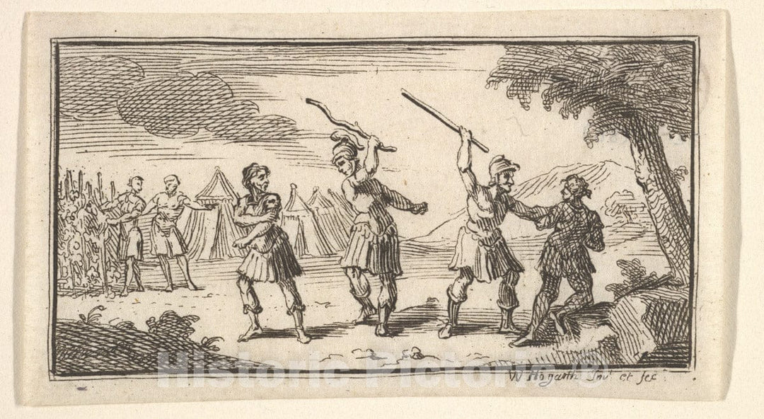 Art Print : William Hogarth - Fustium Admonitio (John Beaver, Roman Military Punishments, 1725) : Vintage Wall Art