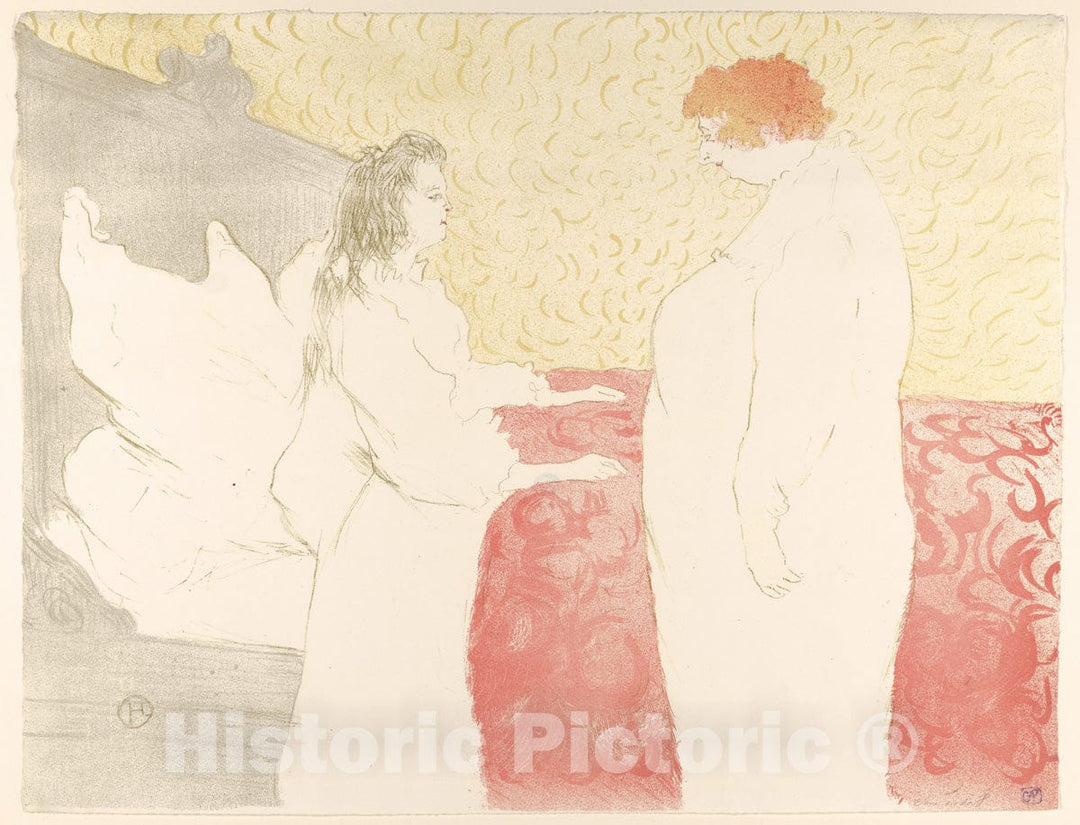 Art Print : Henri de Toulouse-Lautrec - Getting Up, from The Series Elles : Vintage Wall Art