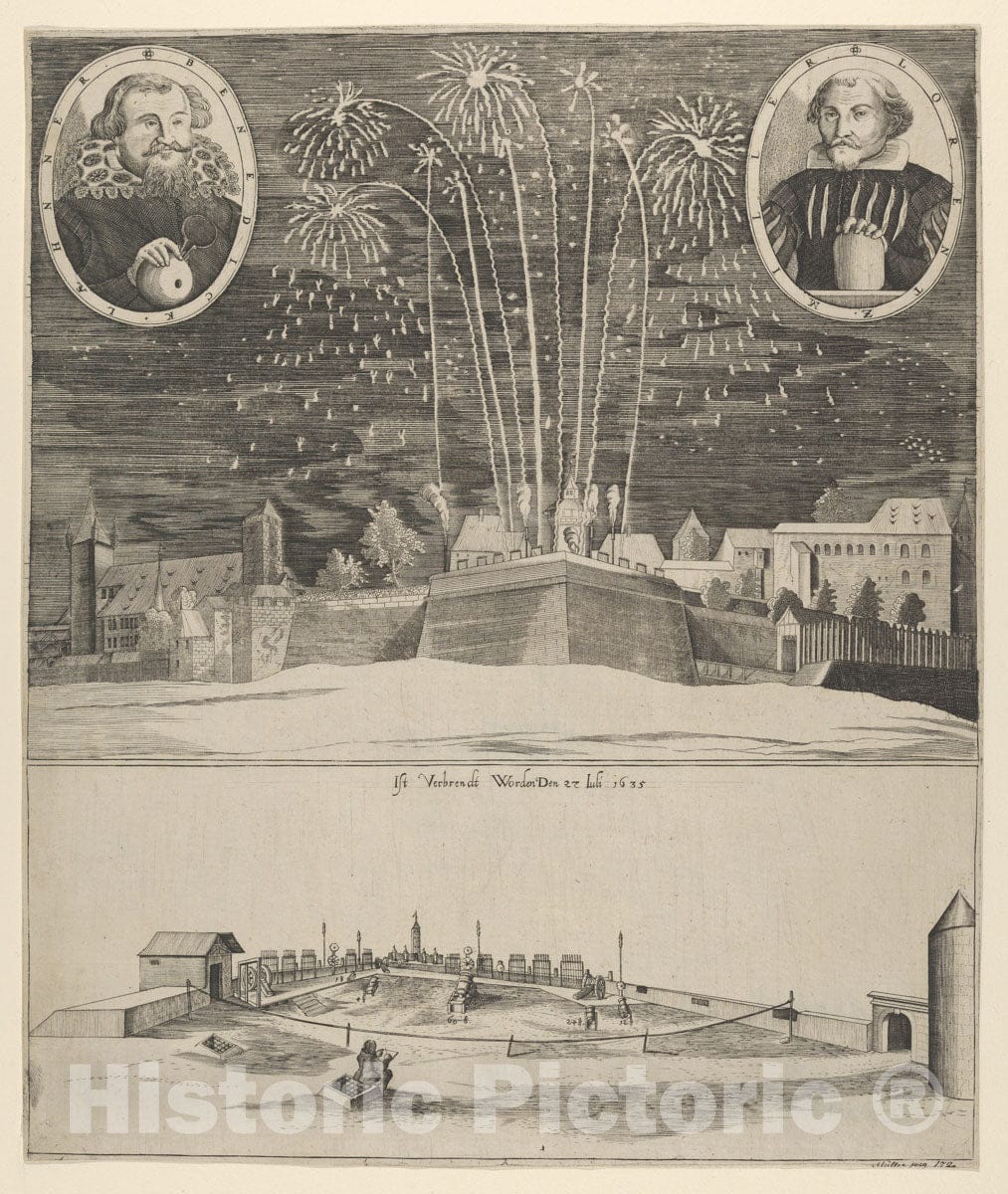 Art Print : Anonymous - Fireworks Display by Lorenz Müller as Proof of his Mastership, Nuremberg 1635 : Vintage Wall Art