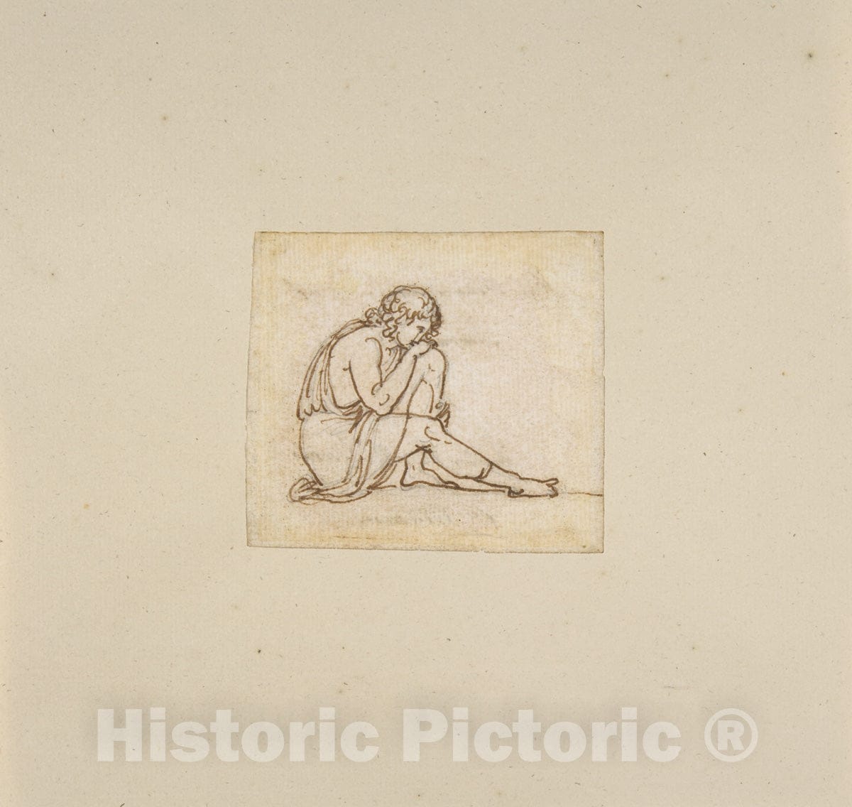 Art Print : Bertel Thorvaldsen - A Seated Youth : Vintage Wall Art