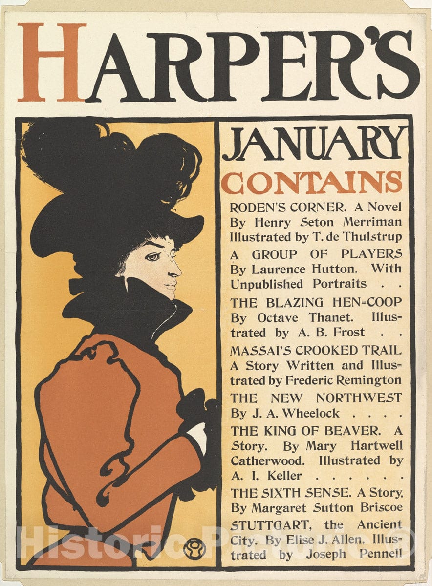 Art Print : Edward Penfield - Harper's: January 4 : Vintage Wall Art
