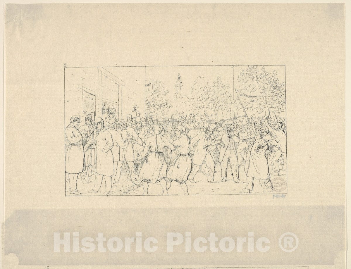 Art Print : Adalbert John Volck - Election in Baltimore, November, 1862 (from Confederate War Etchings) : Vintage Wall Art