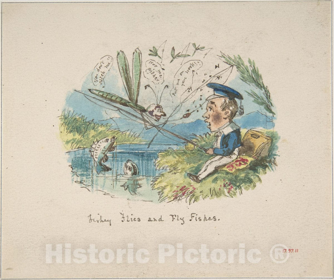 Art Print : John Leech - Fishey Flies and Fly Fishes (Recto)