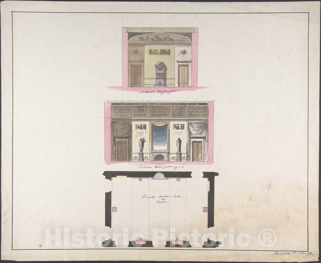 Art Print : Giovanni Battista Silvestri - Elevation Della Nuova Galleria 3 : Vintage Wall Art