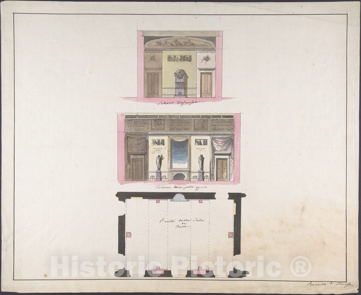 Art Print : Giovanni Battista Silvestri - Elevation Della Nuova Galleria 3 : Vintage Wall Art