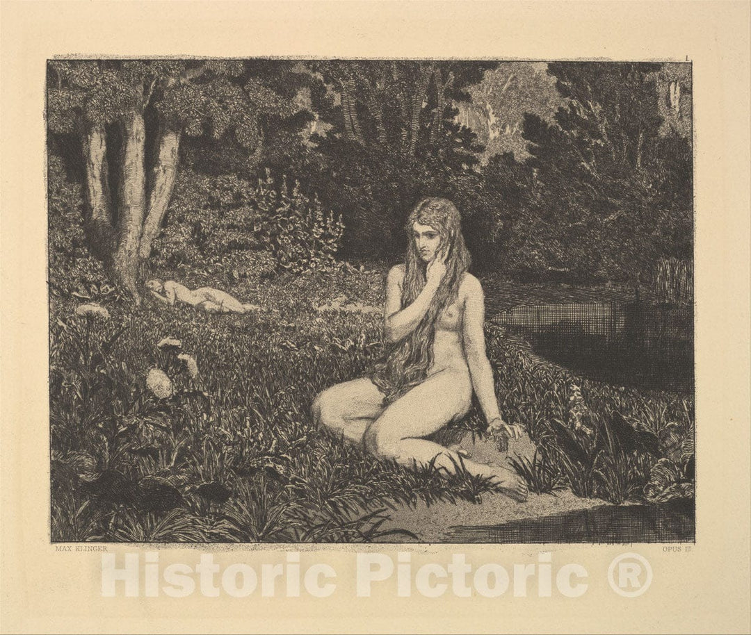 Art Print : Max Klinger - Eva from Eva und die Zukunft (Rad.-Werk III) : Vintage Wall Art