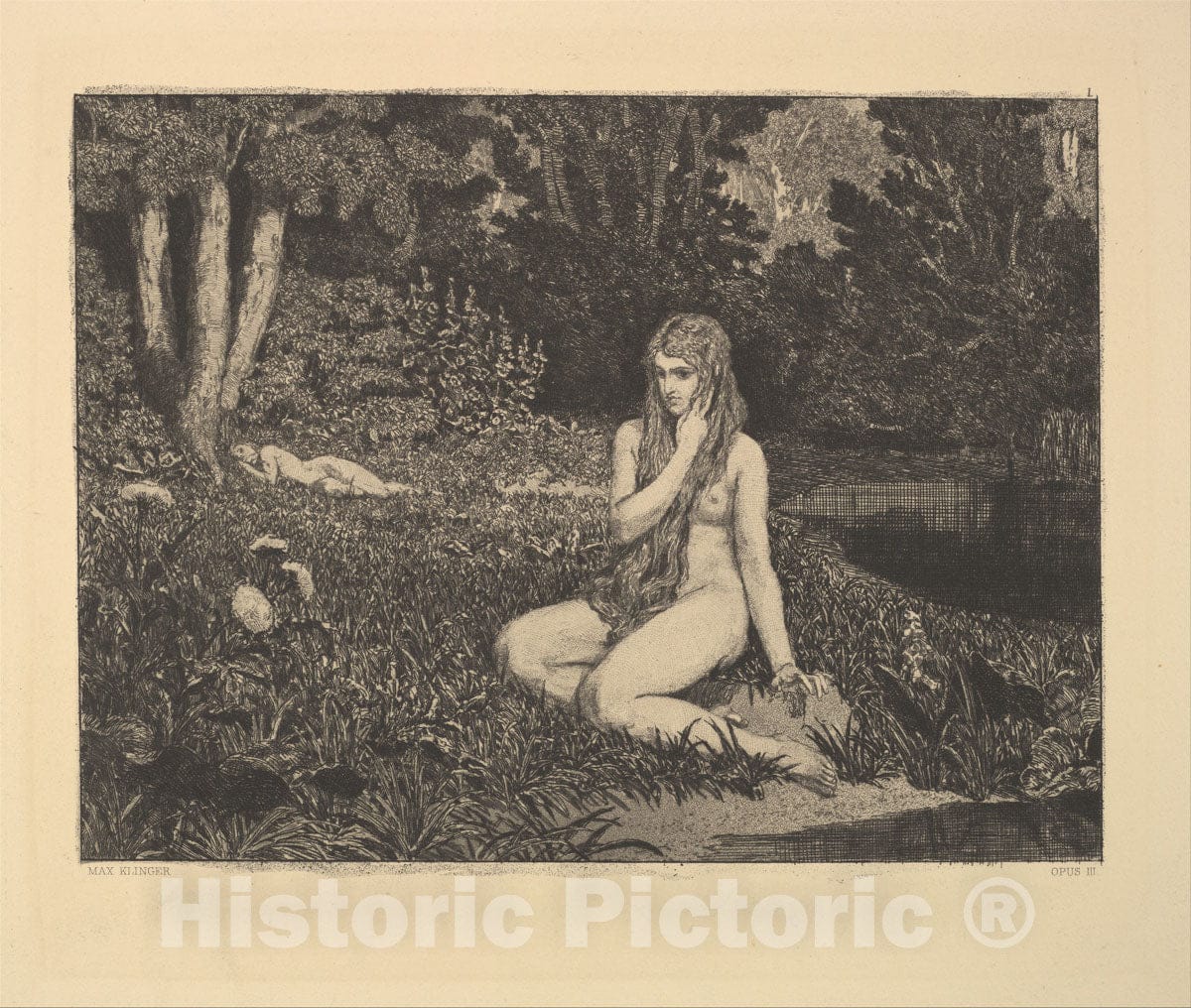 Art Print : Max Klinger - Eva from Eva und die Zukunft (Rad.-Werk III) : Vintage Wall Art