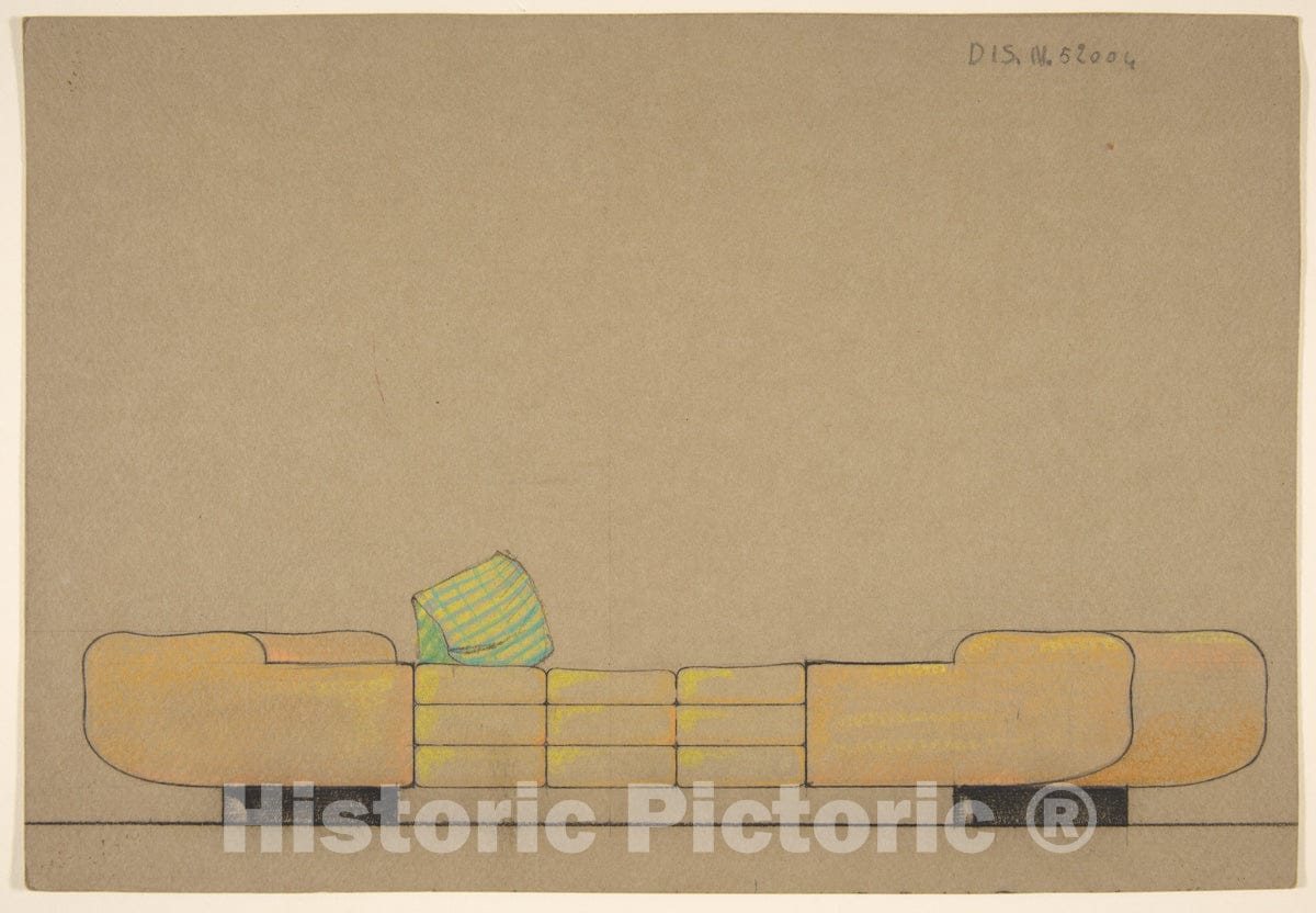 Art Print : Guglielmo Ulrich - Elevation of a Daybed on Black Bases : Vintage Wall Art