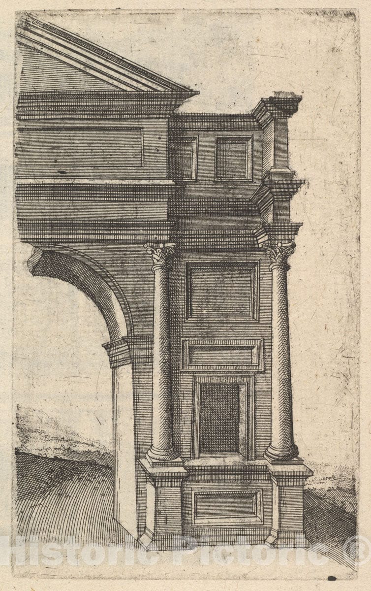 Art Print : Lambert Suavius - Half of an Arch Porta Antonae : Vintage Wall Art