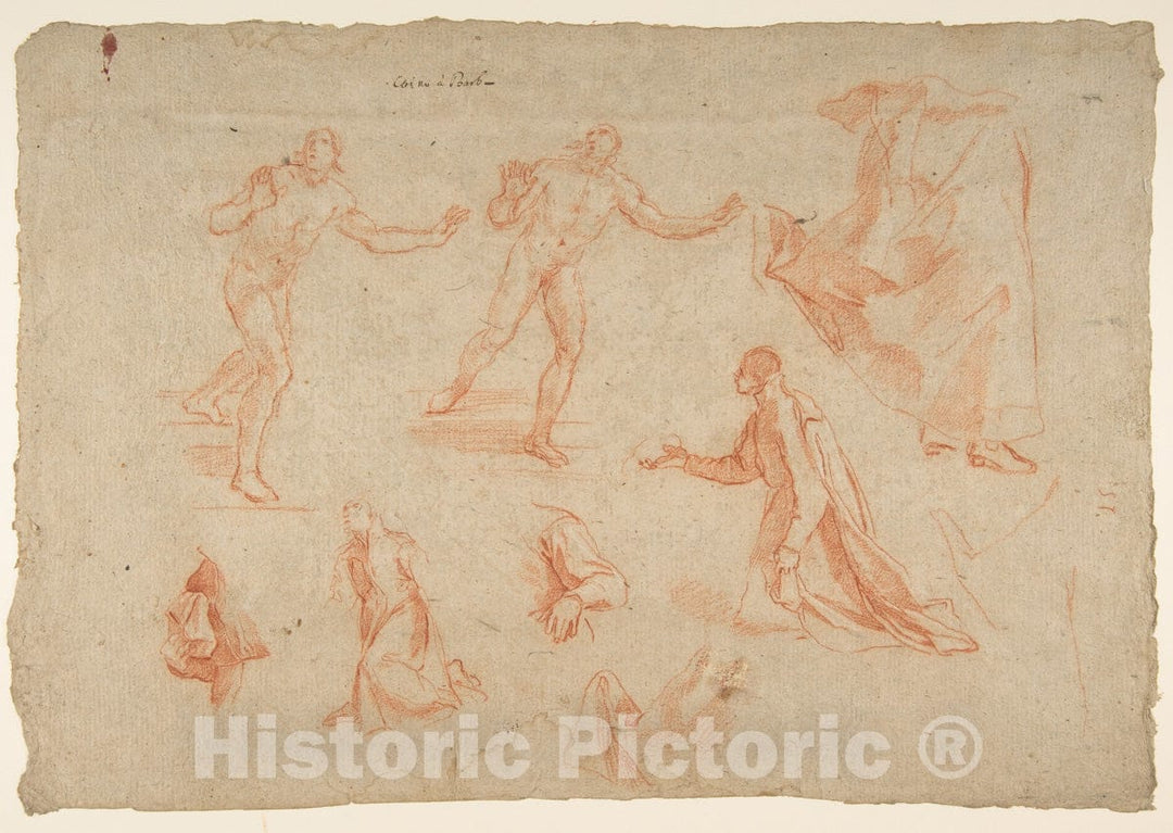 Art Print : Andrea Sacchi - Figure and Drapery Studies (Recto)