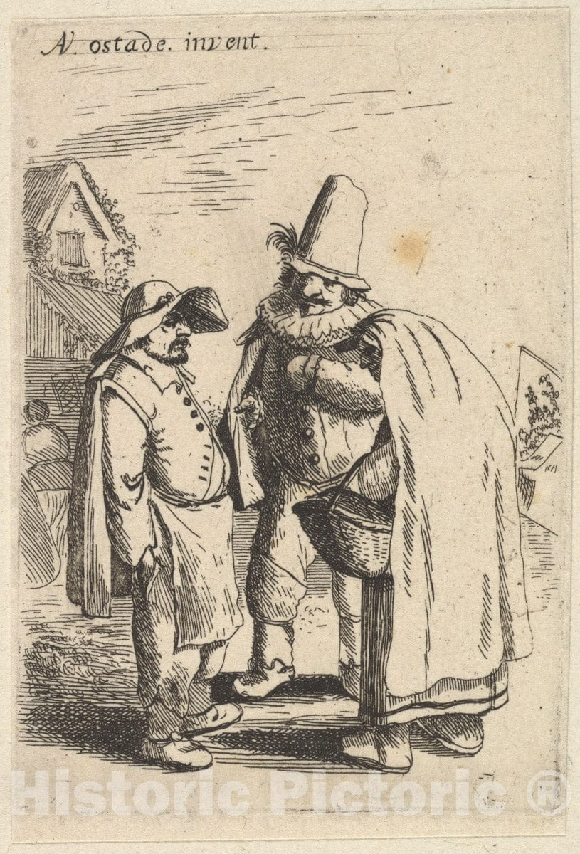 Art Print : After Adriaen Van Ostade - Grotesque Figures 1 : Vintage Wall Art