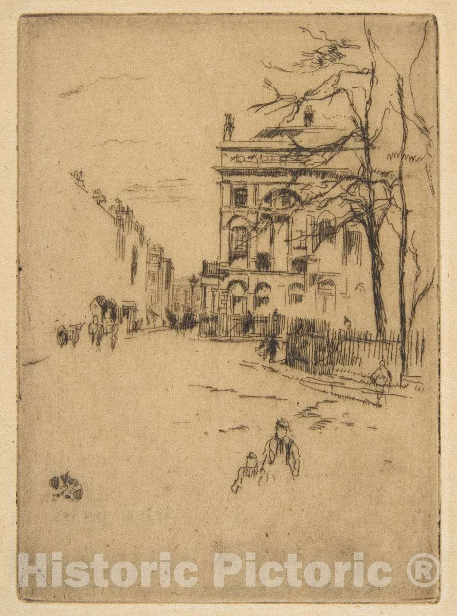Art Print : James McNeill Whistler - Fitzroy Square (Street Scene) v.1 : Vintage Wall Art