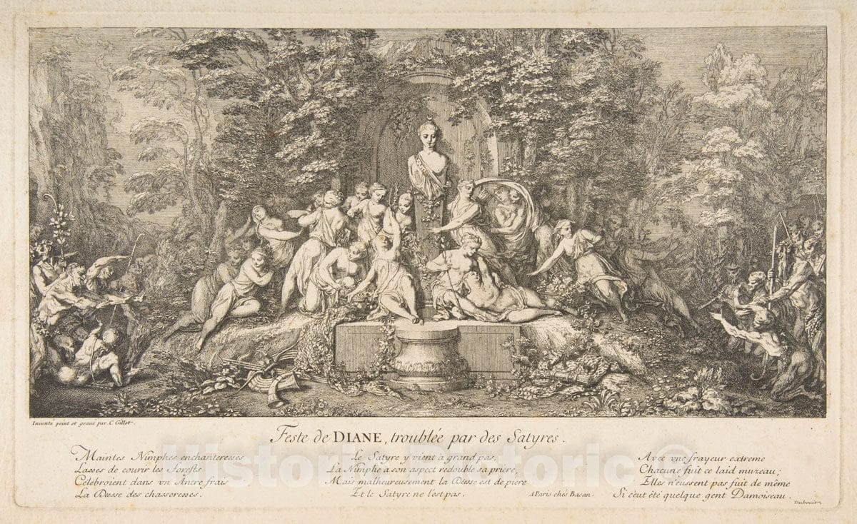 Art Print : Claude Gillot - Feast of Diana : Vintage Wall Art