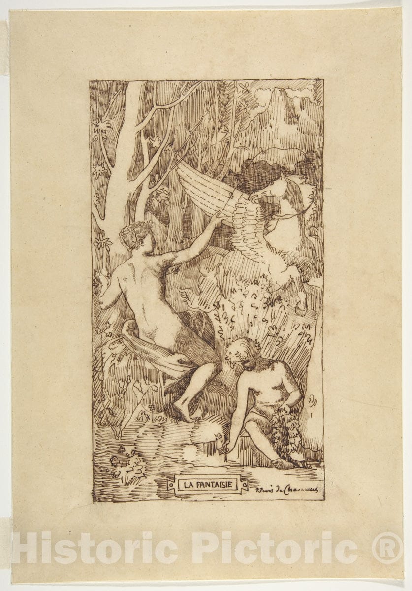 Art Print : Pierre Puvis de Chavannes - Fantasy : Vintage Wall Art