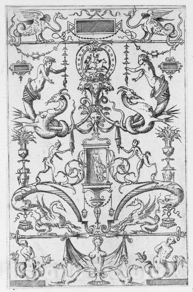 Art Print : Jacques Androuet Du Cerceau - Grotesque Panel - 436329 : Vintage Wall Art