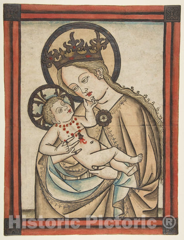 Art Print : Anonymous, German, Augsburg, 15th Century - Madonna and Child : Vintage Wall Art