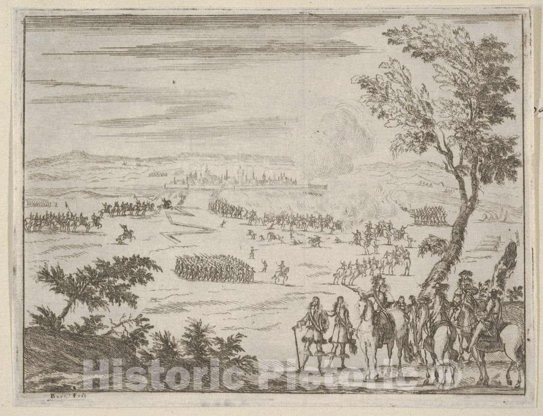 Art Print : Francesco I d'Este and The French Army Besiege Valenza - Artist: Bartolomeo Fenice (Fenis) - Created: 1659 : Vintage Wall Art