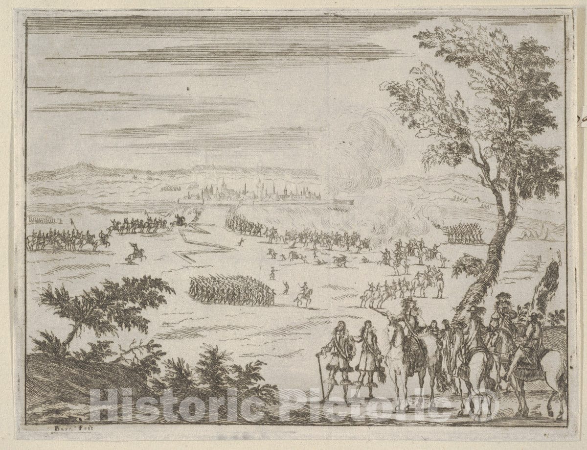 Art Print : Francesco I d'Este and The French Army Besiege Valenza - Artist: Bartolomeo Fenice (Fenis) - Created: 1659 : Vintage Wall Art