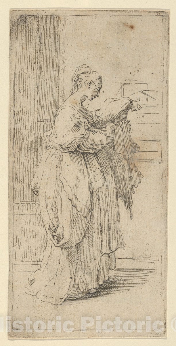 Art Print : Guido Reni - Girl Carrying a Cushion, seen in Profile Facing Right - 436393 : Vintage Wall Art