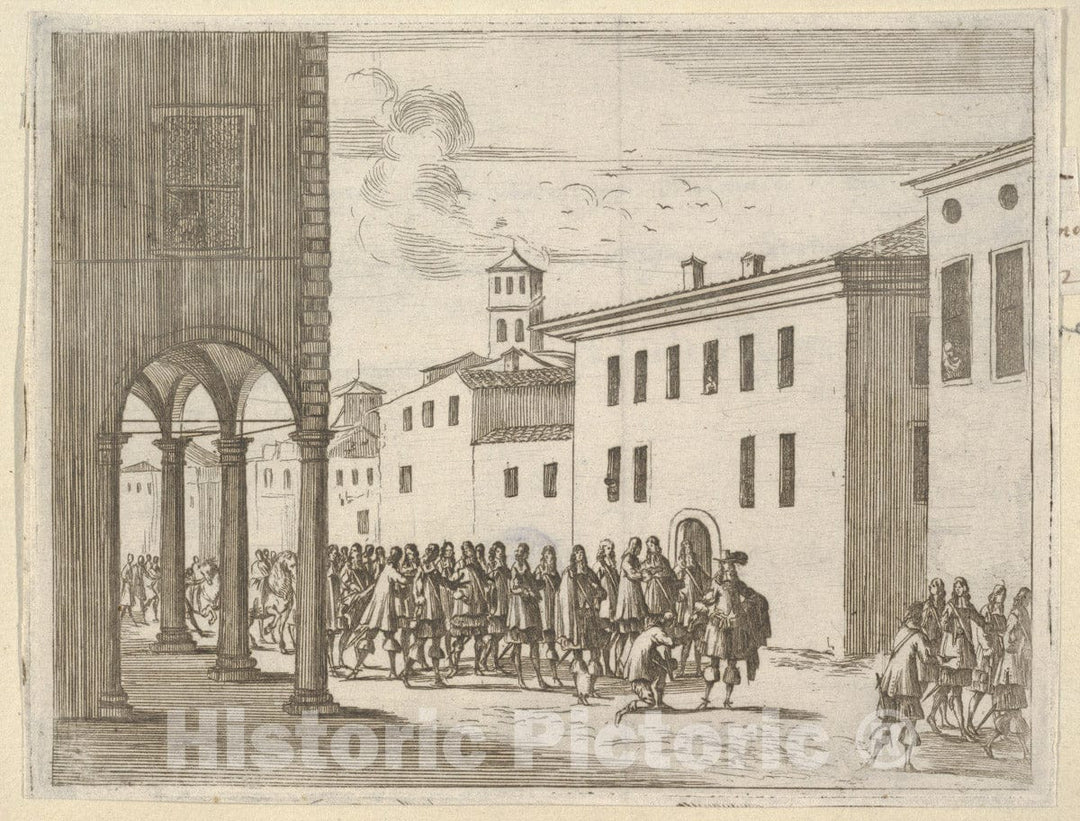 Art Print : Francesco I d'Este Receiving The Affection of The People - Artist: Bartolomeo Fenice (Fenis) - Created: 1659 : Vintage Wall Art