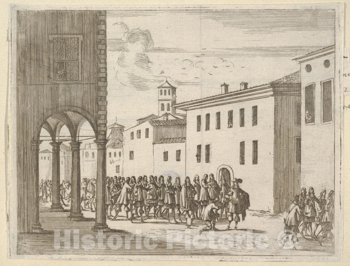 Art Print : Francesco I d'Este Receiving The Affection of The People - Artist: Bartolomeo Fenice (Fenis) - Created: 1659 : Vintage Wall Art