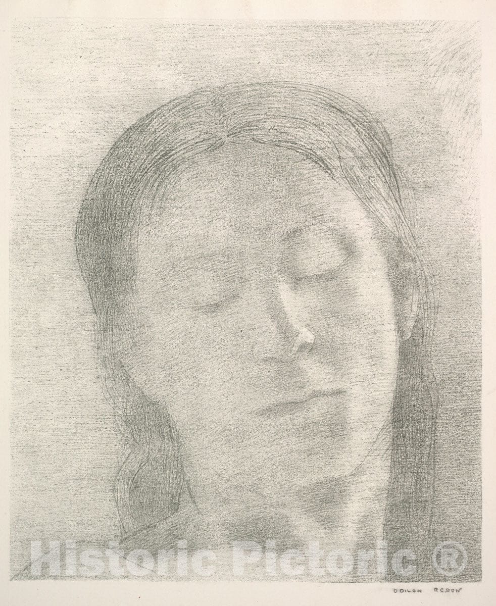 Art Print : Odilon Redon - Eyes Closed : Vintage Wall Art