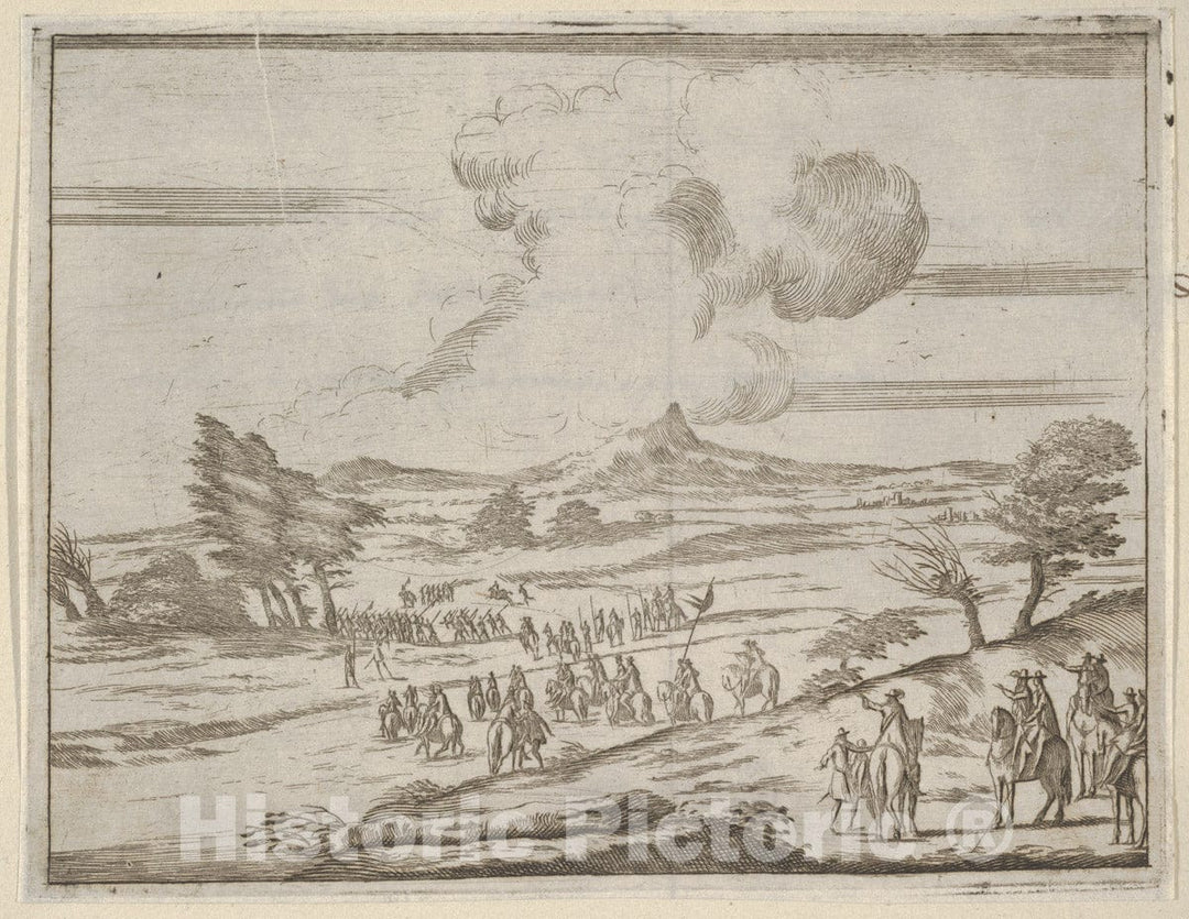 Art Print : Following Francesco I d'Este's Example, His Troops Safely Pass Torrents - Artist: Bartolomeo Fenice (Fenis) - Created: 1659 : Vintage Wall Art