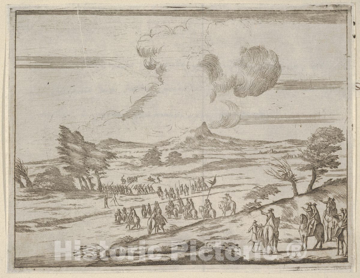 Art Print : Following Francesco I d'Este's Example, His Troops Safely Pass Torrents - Artist: Bartolomeo Fenice (Fenis) - Created: 1659 : Vintage Wall Art