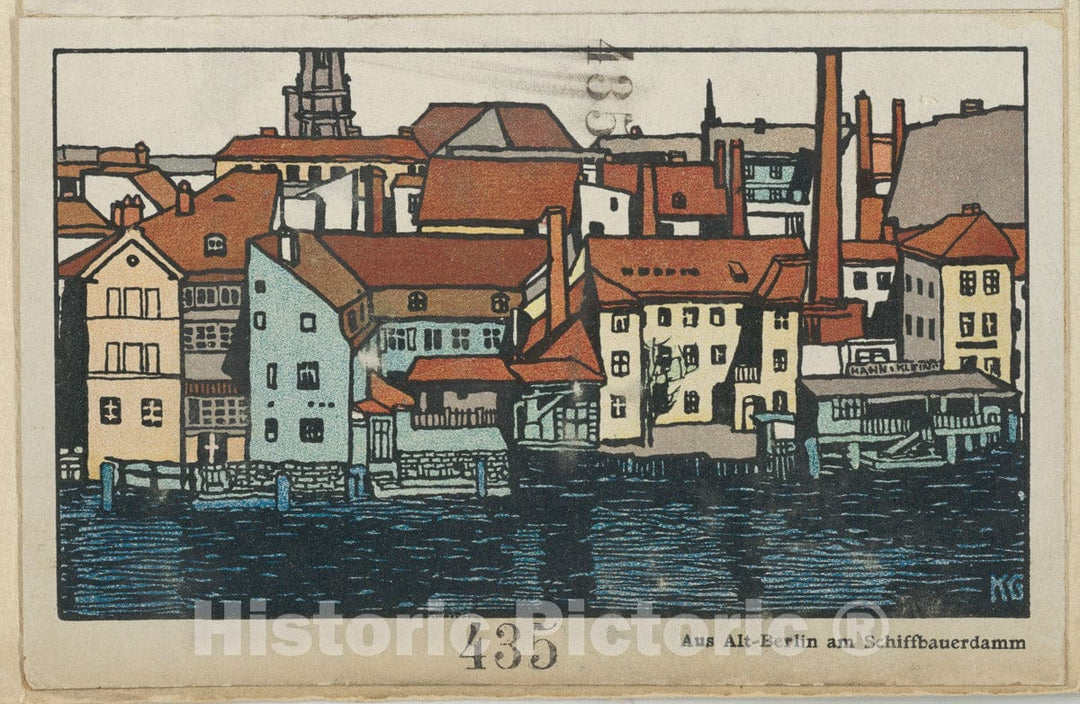 Art Print : Gustav Kalhammer - from Old Berlin on The Schiffbauerdamm (Aus Alt-Berlin am Schiffbauerdamm) : Vintage Wall Art