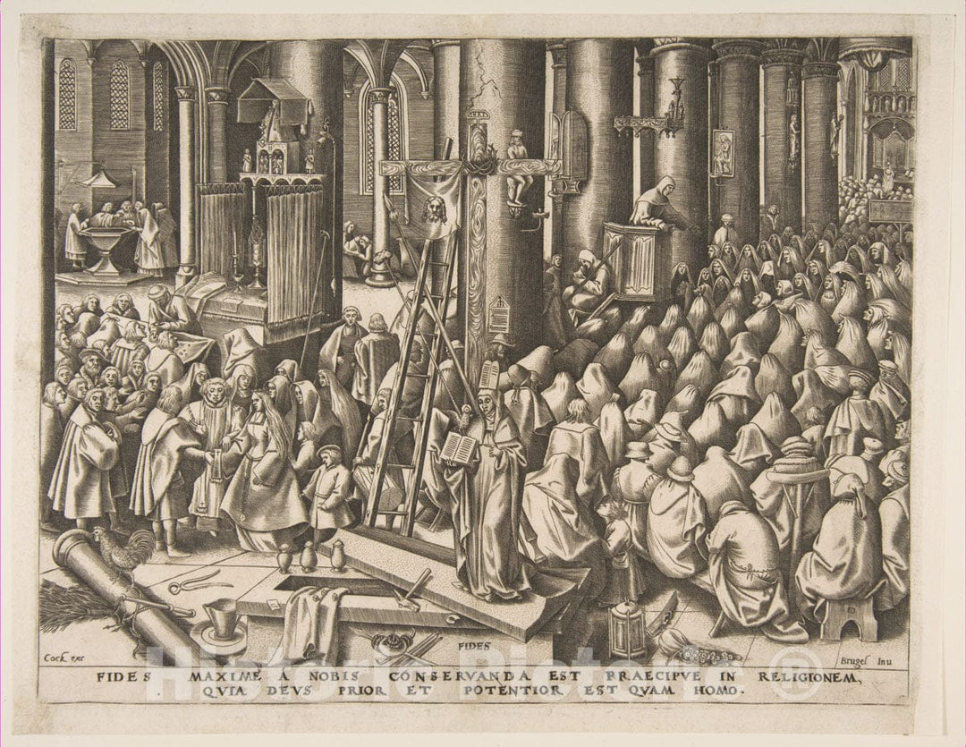 Art Print : Pieter Bruegel The Elder - Faith (Fides) from The Series The Virtues : Vintage Wall Art
