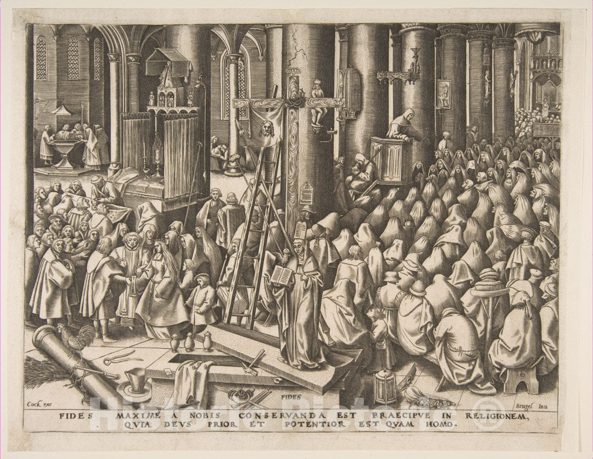 Art Print : Pieter Bruegel The Elder - Faith (Fides) from The Series The Virtues : Vintage Wall Art
