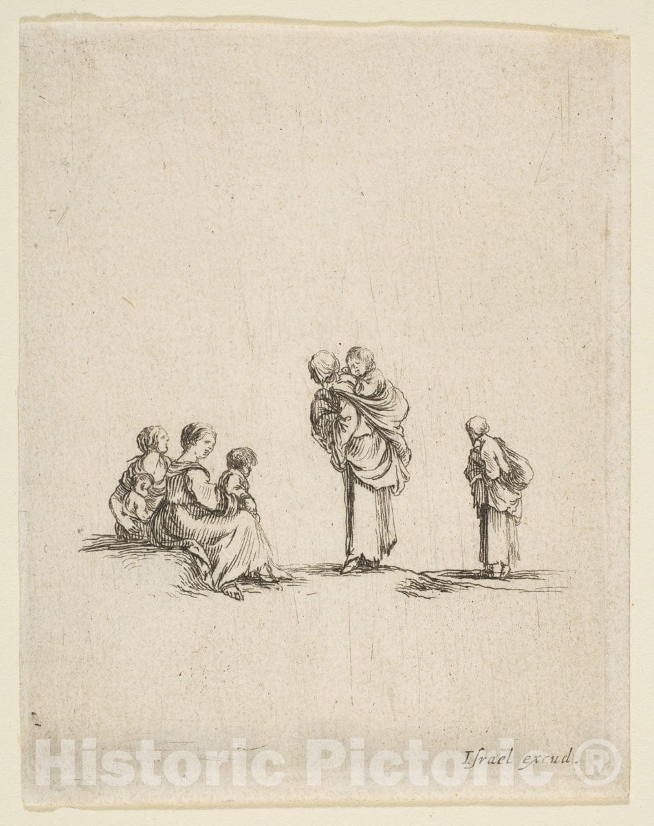 Art Print : Stefano Della Bella - Four Beggar Women : Vintage Wall Art