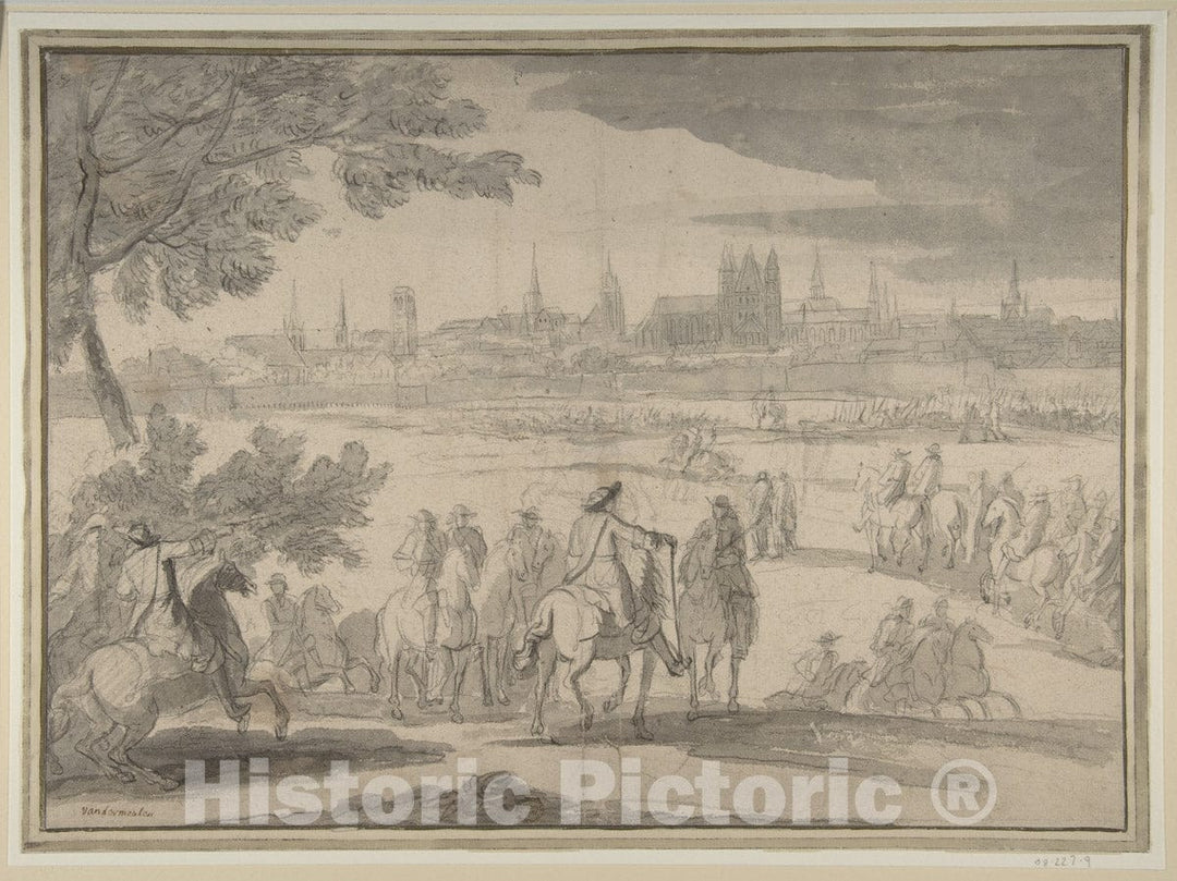 Art Print : Adam Frans Van der Meulen - Louis XIV at The Siege of Tournai, Seen from The North-East (June 21-25, 1667) : Vintage Wall Art