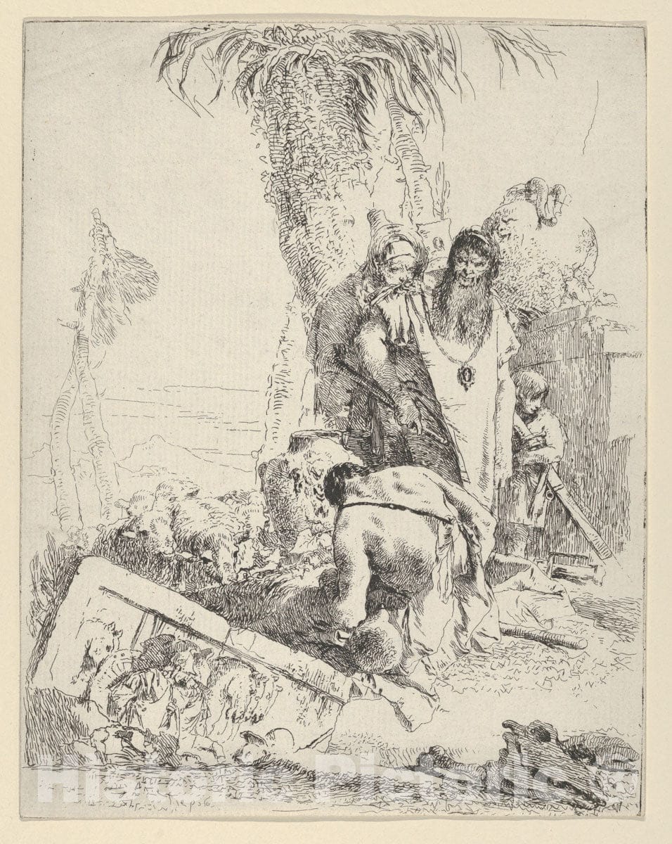 Art Print : Giovanni Battista Tiepolo - Shepherd with Two Magicians, f ...