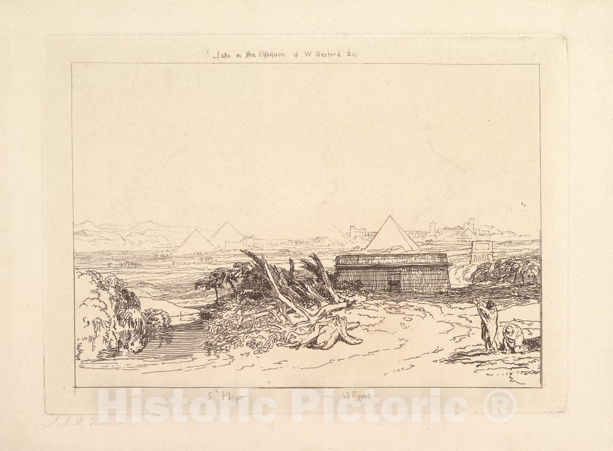 Art Print : Designed and Etched by Joseph Mallord William Turner - Fifth Plague of Egypt (Liber Studiorum, Part III, Plate 16) : Vintage Wall Art