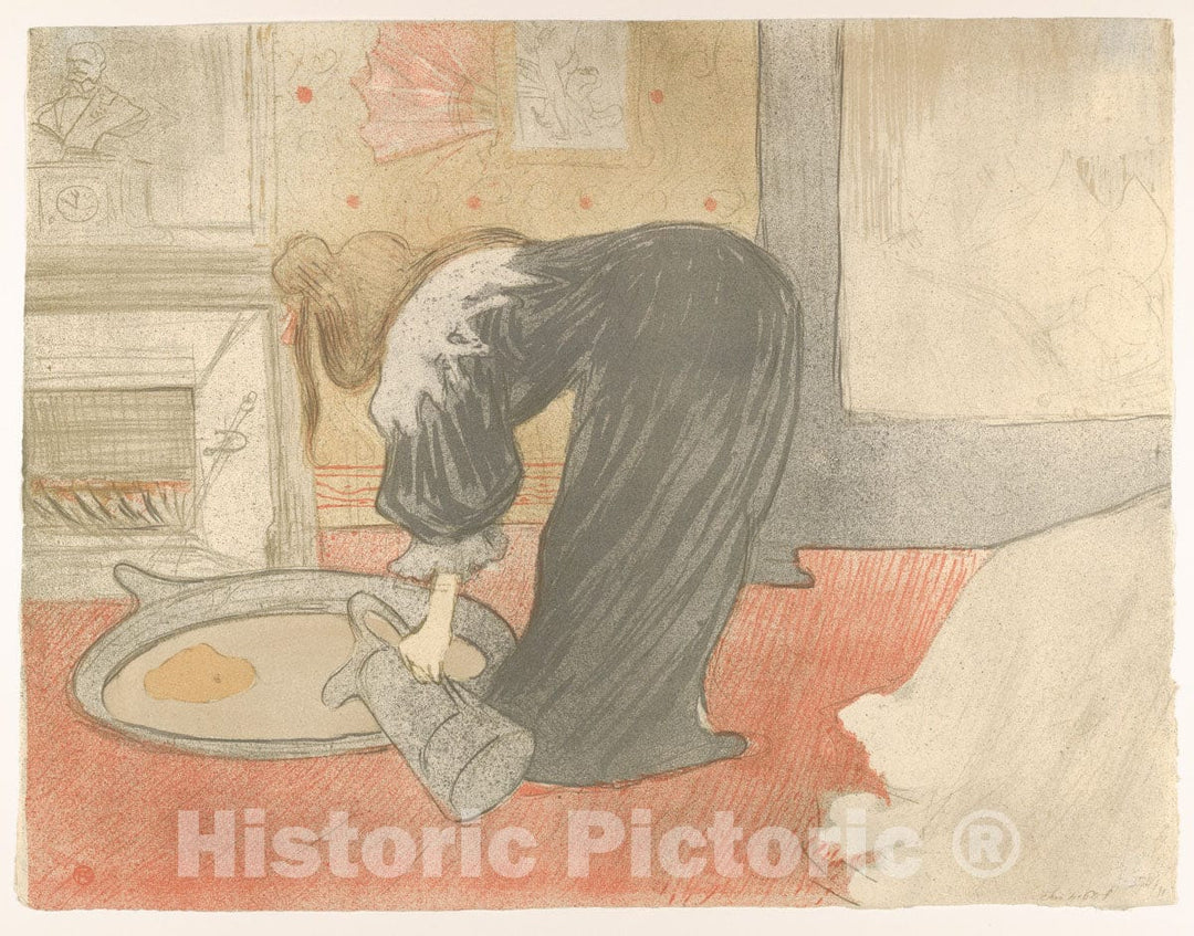 Art Print : Henri de Toulouse-Lautrec - Filling a Tub : Vintage Wall Art