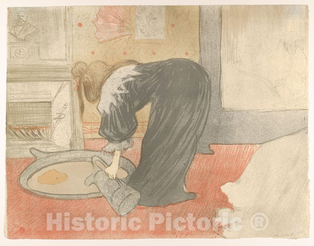 Art Print : Henri de Toulouse-Lautrec - Filling a Tub : Vintage Wall Art