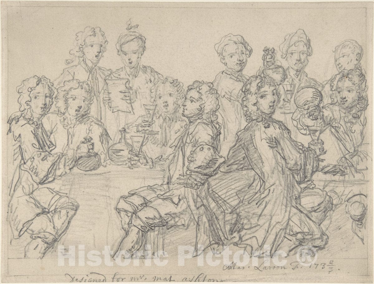 Art Print : Marcellus Laroon The Younger - Group of Figures at a Table : Vintage Wall Art