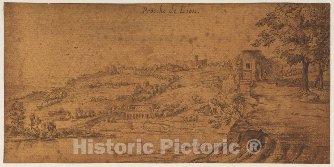 Art Print : Michiel Van Overbeek - View of The Rhone River Near Saint-Genis-Laval, South of Lyons : Vintage Wall Art