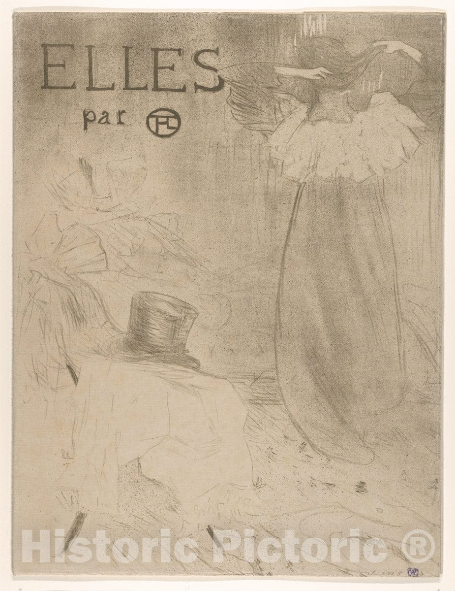 Art Print : Henri de Toulouse-Lautrec - Elles (Portfolio Cover) - 437139 : Vintage Wall Art
