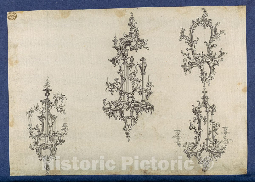 Art Print : Thomas Chippendale - Girandoles, in Chippendale Drawings, Vol. I 2 : Vintage Wall Art