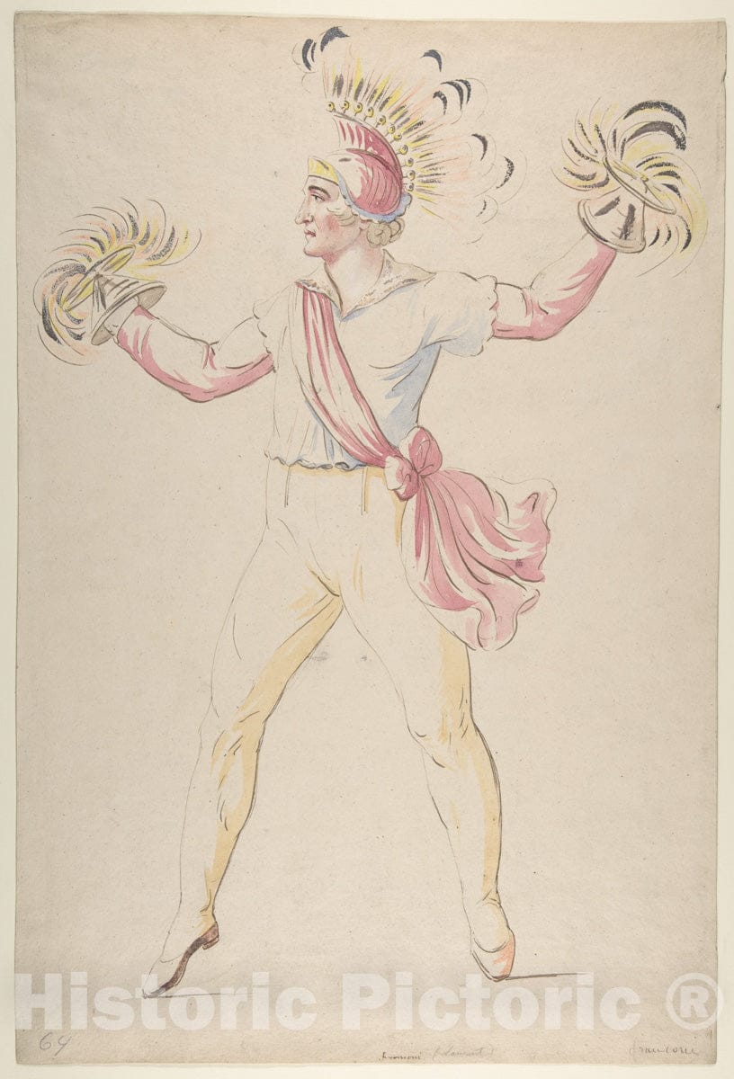Art Print : Abraham Louis Rodolphe Ducros - Franconi, Twirling Flaming Cones : Vintage Wall Art
