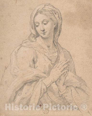 Art Print : Italian, Roman-Bolognese, 17th Century - Madonna, After Carlo Maratta : Vintage Wall Art