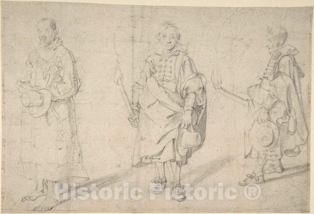 Art Print : Study of Figures - Artist: Antoine Sallaert : Vintage Wall Art