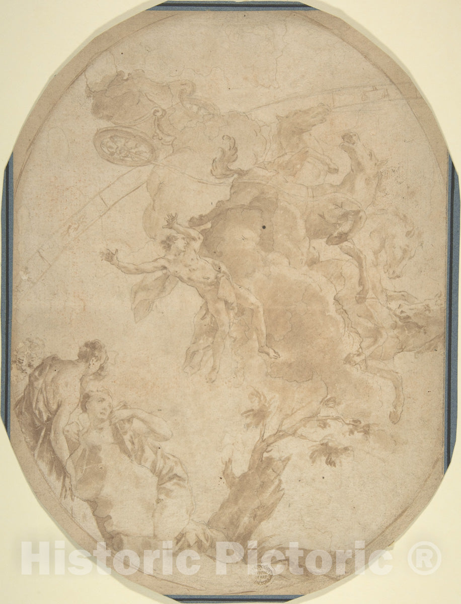 Art Print : Italian, Roman-Bolognese, 17th Century - Fall of Phaeton : Vintage Wall Art